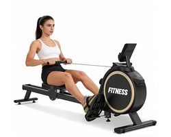 Gywowken Roeitrainer - Magnetische Roeimachine met Trainingsprogrammas & App - 16 weerstandsniveaus - LCD-scherm - Maximale capaciteit 160 KG - Stil - Zwart