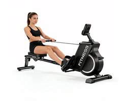Gywowken Roeitrainer - Magnetische weerstand Roeimachine - 16 weerstandsniveaus - Roeiapparaat Compact voor thuis - met LCD-scherm - Maximale capaciteit 150 kg - Stil - Zwart