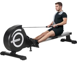 HOMCOM-Rudergerät-Stahl, Aluminum-185L x 58B x 57H cm-Schwarz+Silber