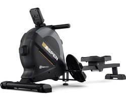 Hop-Sport Opvouwbare Roeitrainer HS-080R Aspen, 16 Niveaus Magnetische Weerstand tot 30 kg, Multifunctioneel LCD-Scherm, Tablethouder, Draagcapaciteit 120 kg, Goud