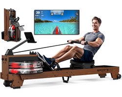 Inklapbare Roeimachine van Eikenhout met Tablet Houder en App Connectie tot 180 kg