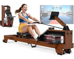 Inklapbare Roeitoestel voor Thuis met Hoogwaardig Houtdesign en Bluetooth, Geschikt voor Lichaamslengtes van 1,20 m tot 2,00 m