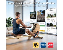 Luxe Magnetische Roeimachine voor Thuis – 16 Weerstandsniveaus, Bluetooth & LCD-scherm – Full-Body Workout Roeiapparaat tot 150 kg – Stil, Compact & Verticaal Opvouwbaar – App-Compatibel met Kinomap & FitShow