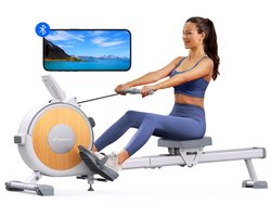 Magnetische Roeitrainer - Roeimachine - Roeitrainer - Roeiapparaat - App Compatibel - Dual Slide Rail - 16 Weerstandsniveaus - Stil & Krachtig - Max 160 kg Belastbaar - Compact & Stevig