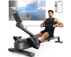 MERACH 2025 roeimachine voor thuis - Roeitrainer met 16-staps magnetisch systeem - Haai-ontwerp - LCD-monitor - Stil magnetisch remsysteem - Exclusieve app en spellen - Compatibel met Kinomap - Eenvoudige montage - Geschikt voor full-body training
