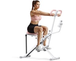 MERACH Buiktreiner buikspiertrainer - rugtrainer met tablethouder - LCD-monitor - 3 verstelbare weerstandsbanden - hometrainer inklapbaar - verstelbare zitting - full-body training - tot 158 kg