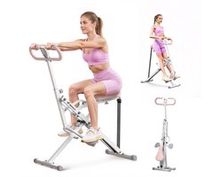 MERACH Fitnessapparaat - Paardrijstype - Verstelbare weerstand - LCD-scherm - Maximaal gewicht 160 kg - Opvouwbaar - Voor buik/benen/rug - Wit