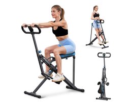 MERACH Fitnessapparaat - Paardrijstype - Verstelbare weerstand - Opvouwbaar - Maximaal gewicht 160 kg - LCD-scherm - Voor buik/benen/rug - Grijs