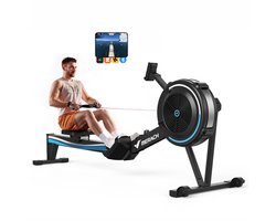 MERACH Roeimachine met verstelbare luchtweerstand - Professionele indoor Inklapbaar roeitrainer - Bluetooth LCD-display - Ergonomisch zitje - Prestatiemeter en verstelbare tablet-houder - Geschikt voor thuis fitness en cardio - Belastbaar tot 158kg