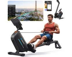 MERACH Roeimachine voor thuis - Inklapbaar Roeitrainer met 16 weerstandsniveaus - Bluetooth-verbinding - Compatibel met Kinomap - Tablet- en flessenhouder - LCD-display - Stille werking - Snelle montage - Ruimtebesparend - Belastbaar tot 158 kg
