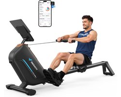 Merach Roeitrainer magnetische weerstand inklapbaar - Met LCD-scherm - 12 Trainingsniveaus - Roeimachine met Elastische Weerstand - Roeiapparaat voor Thuis - Zwart