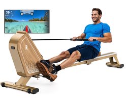 MettleMatic OR3 Roeitoestel voor thuis - magnetisch roeitoestel met bluetooth-monitor - 16 weerstandsniveaus - compact roeitoestel met 150 kg gewichtscapaciteit - verticale opslag