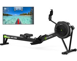 MettleMatic RM7 Roeitrainer voor thuis - inklapbaar - professionele roeitoestellen met 10 niveaus luchtweerstand - Backlit Smart Bluetooth Display - 160 kg belastbaar