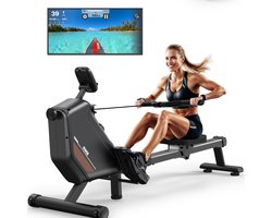 MettleMatic Roeimachine - 300 Newton 16 - niveaus Magnetische Weerstand, Bluetooth & 165 kg Laadvermogen