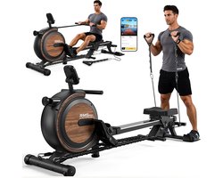 MettleMatic Roeimachine voor Thuis - Roeitrainer + Krachttraining - Magnetisch - Bluetooth - 16-Traps Weerstand
