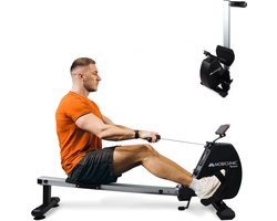 Mobiclinic RowFit - Roeitrainer - Roeiapparaat - 8 weerstandsniveaus - Stil - Magnetische weerstand - Lcd-monitor - Mobiele telefoonhouder - Tot 120 kg - 6 kg vliegwiel - Thuisgym