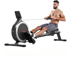 Novendo Goods - Roeimachine - Magnetisch - 16 Weerstandsniveaus - Met trainingsprogramma's - Voor thuisgymnastiek - Tot 150 KG