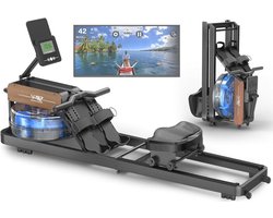 Opvouwbaar Waterroeitoestel voor Thuis met Bluetooth Monitor en Verstelbare Tablethouder - 160 kg Capaciteit
