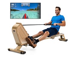 Power-8® OR3 Waterroeimachine – Luxe Houten Roeitrainer met Realistische Waterweerstand – Bluetooth & App Connectie – 160 kg Max Gewicht – Thuis Fitnessapparaat
