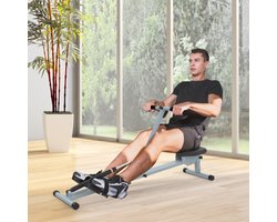 Roeiapparaat Roeiapparaat met LCD Fitnessapparaat Roeiapparaat Hometrainer, met LCD-display, staal+PVC, grijs, 130x47.5x67cm