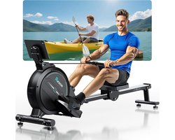 Roeimachine - Magnetische fitnesstrainer - 16 weerstandsniveaus + LCD-monitor - 1 - Zwart
