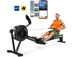 Roeimachine – Roeitrainer – Roeiapparaat – Fitness Roeimachine – Air Resistance Rowing Machine – 10 Weerstandsniveaus – Draadloos Smart Display – Inklapbaar – Max 160 kg Belastbaar