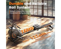 Roeimachine voor thuissportschool - Magnetische roeimachine met 16 niveaus stille weerstand en 350 lbs gewichtscapaciteit