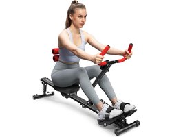 Roeitrainer Inklapbaar - Hometrainer - Roeimachine Fitness - Zwart en Rood