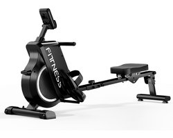 Roeitrainer - Magnetische roeimachine - met LCD-scherm en 16 weerstandsniveaus - Maximale capaciteit 120KG - Stil - Zwart