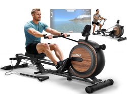 Roeitrainer – Roeimachine – Fitnessapparaat – Krachttrainer – Magnetische Roeimachine – 16-Traps Weerstand – Bluetooth Connectie – Opvouwbaar Timber Design