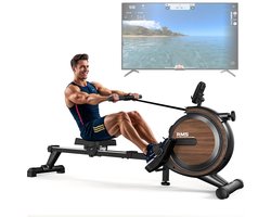 Roeitrainer – Roeimachine – Fitnessmachine – Roeiapparaat – Homegym – 16 Niveaus Magnetische Weerstand – Opvouwbaar & Compact – Draagvermogen 150 kg – Stilstaand & Onderhoudsvriendelijk – Groen/Zwart
