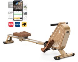 Roeitrainer – Roeimachine – Roeiapparaat – Fitnessapparaat – Waterroeier – Magnetische Weerstand – Draagvermogen 150 kg – Draadloze Monitor – Compact – Verticale Opslag