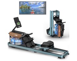 Roeitrainer – Roeimachine – Roeiapparaat – Roeitrainers – Fitnessapparaat – Waterweerstand – Inklapbaar – Max. 150 kg – Verstelbare tablethouder