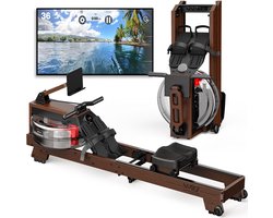 Roeitrainer – Roeimachine – Rowing Machine – Fitnessapparaat – Indoor Rower – Waterweerstand – Inklapbaar Design – Houten Frame 175 kg Belastbaar – Voor Thuistraining