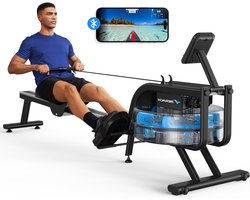 Roeitrainer – Roeimachine – Waterroeimachine – Fitnessapparaat – Indoor Rowing – Waterweerstand – Max Belastbaarheid 160 kg – Bluetooth & Tablethouder