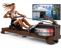 Roeitrainer voor Thuis - Inklapbare Roeimachine met Houten Constructie, Geschikt voor Gebruikers van 1,2 m tot 2 m, Tot 175 kg Belastbaar