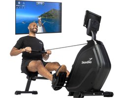 Skandika roeitrainer Munin - Roeitrainer voor thuis, opvouwbaar, 16-niveau magnetische weerstand, 8 kg vliegwielsysteem, compatibel met Kinomap app | Fitnessapparaat