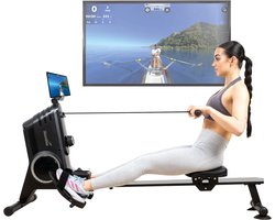 Skandika roeitrainer Oxford Pro - Magneetrem, Bluetooth, indoor roeitoestel met app, 8 weerstandsniveaus, tot 120 kg | Roeitrainer voor thuis, roeimachine, krachttraining, roeitrainers