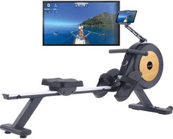 Skandika zelfgenererende roeitrainer met generator Njord P6-G - 32 elektrische weerstandsniveaus, tot 200 cm en 135 kg, compatibel met Kinomap-app, voor thuis | Fitnessapparaat voor krachttraining