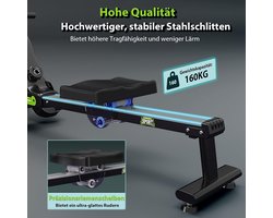 Stille Magnetische Roeimachine – Roeimachine Voor Thuis Met Dubbele Schuifrail, lcd-scherm, 16 Weerstandsniveaus, 160 kg Draagvermogen, App-compatibel En Ultrastil.