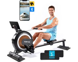 Thryve® Roeitrainer Pro - Roeimachine met App - Roeiapparaat met 32 Weerstandniveaus - Professioneel LED Display, App-Connectiviteit & Anti-Slip Matten – Geschikt tot 200 cm / 130 kg