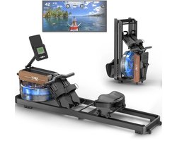 V2 Water Roeitrainer - Opklapbaar - Roeimachine met 10 weerstanden - Roeiapparaat voor thuis - Bluetooth - Verstelbaar - Water weerstand - 95% Voorgemonteerd - Zwart