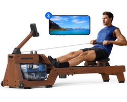 Water Roeimachine - Roeimachine - Magnetische Roeitrainer - Roeiapparaat - van Massief Hout - Bluetooth Connectie - Ergonomische Zitting - 22L Watertank - Max 150kg – Voor Thuisgebruik