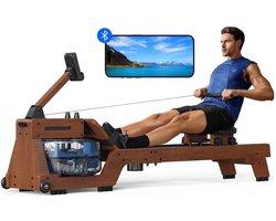 Waterroeimachine van Massief Hout – Opvouwbaar Water Roeiapparaat met LCD Monitor & Bluetooth APP – 158 kg Draagvermogen – Stil & Realistische Roei-ervaring – Voor Thuisfitness