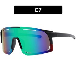 1 paar sportzonnebrillen voor heren, gepolariseerde zonnebrillen voor buitenactiviteiten voor dames, zonnebrillen voor mountainbikes, racefietsen, fietsen en skiën, UV400, zwart montuur, groen.