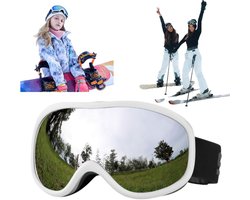 1stuk skibril - anti-condens en UV-bescherming - beschermende skibril - buitensportbril - Fotochromatische Lens – Bio-Frame - R-Strap- 21.6*9.5*9.5cm - geschikt voor skiën en sneeuwscooteren voor mannen, vrouwen en tieners - wit