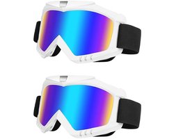 2-Pack OTG Skibrillen - Professionele Set voor Ski & Snowboard | Anti-Fog + Winddicht (Wit Frame + 2 Gekleurde Lenzen) | Incl. Opberghoes