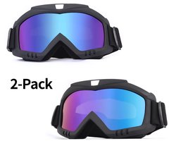 2-Pack OTG Skibrillen - Professionele Set voor Ski & Snowboard | Anti-Fog + Winddicht (Zwart Frame + 2 Gekleurde Lenzen) | Incl. Opberghoes