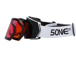 5one® Alpine 6 Black Medium Skibril met 3 lenzen - zwarte, oranje en roze lens