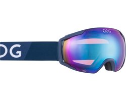 BEEZ Skibril Mat Marineblauw – Polychromatische Wit-Blauwe Lens S2 – TPU – Anti-Fog – UV400 – Wintersportbril Heren/Dames